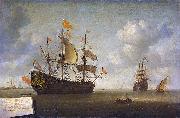 Jeronymus van Diest, The seizure of the English flagship 'Royal Charles,' captured during the raid on Chatham, June 1667.